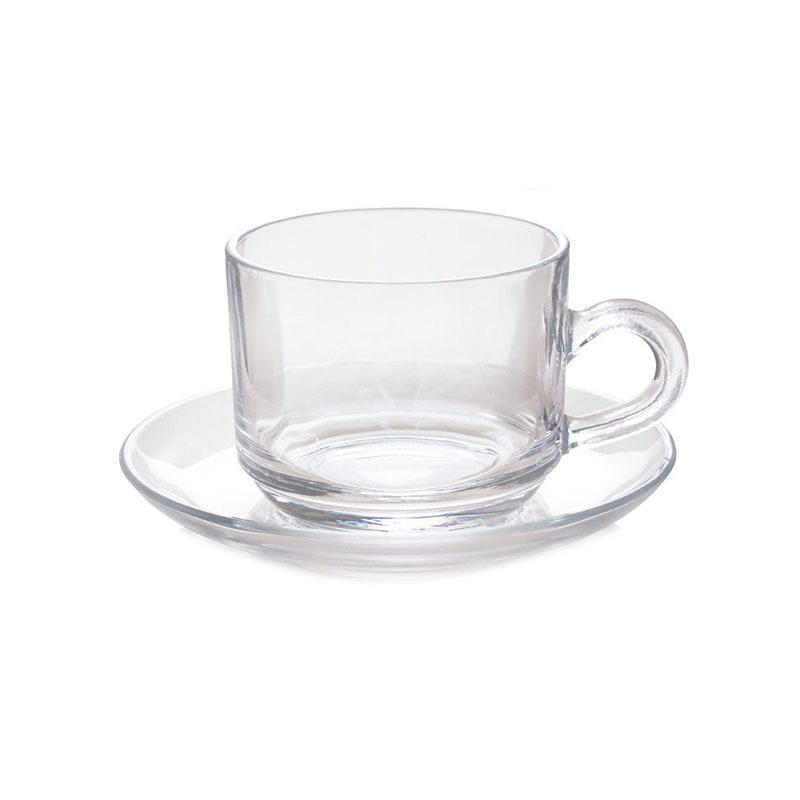 6oz Glass Tea Coffee Cups and Saucers Sets